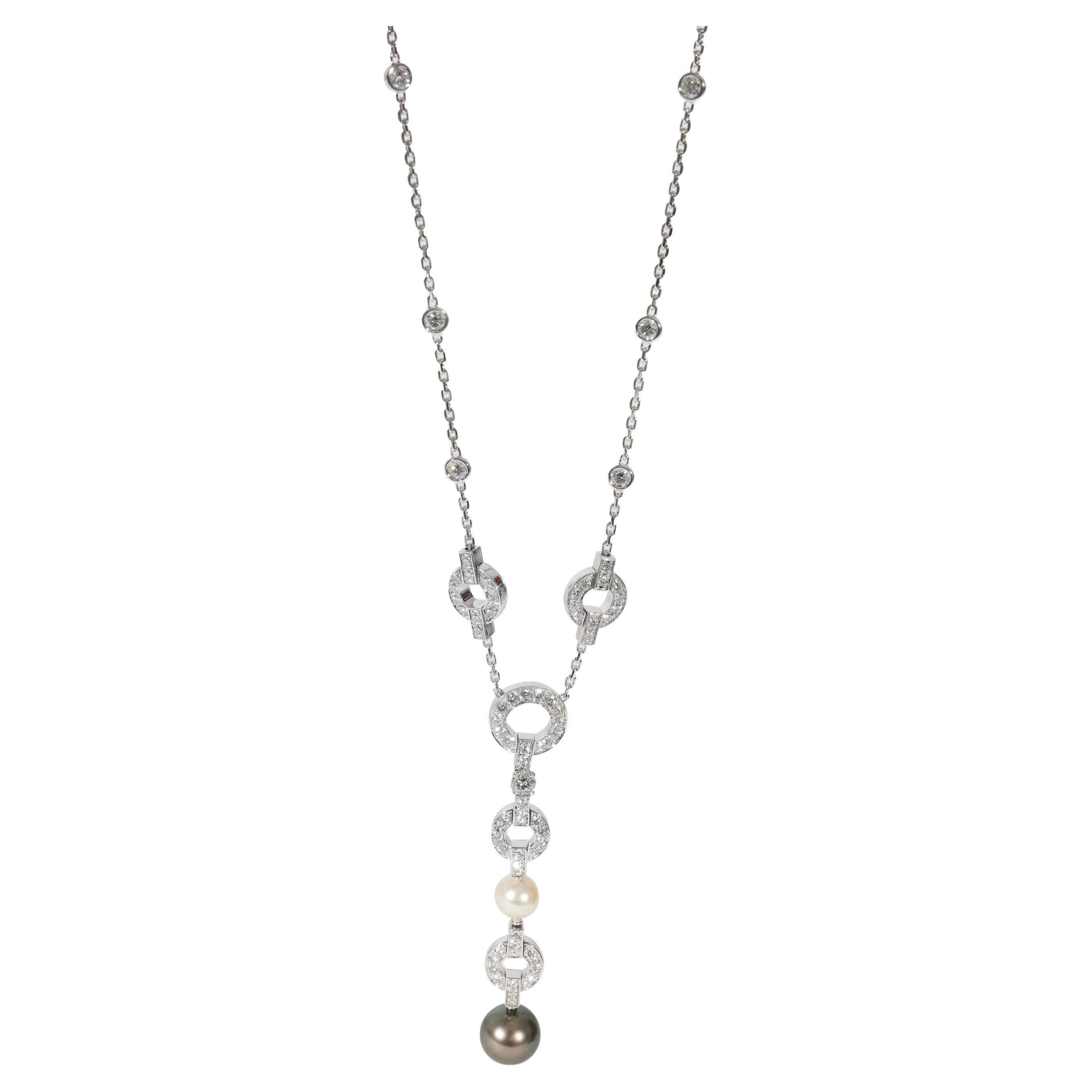Cartier Himalia Pearl Diamond Necklace in 18k White Gold 2.5 CTW For Sale