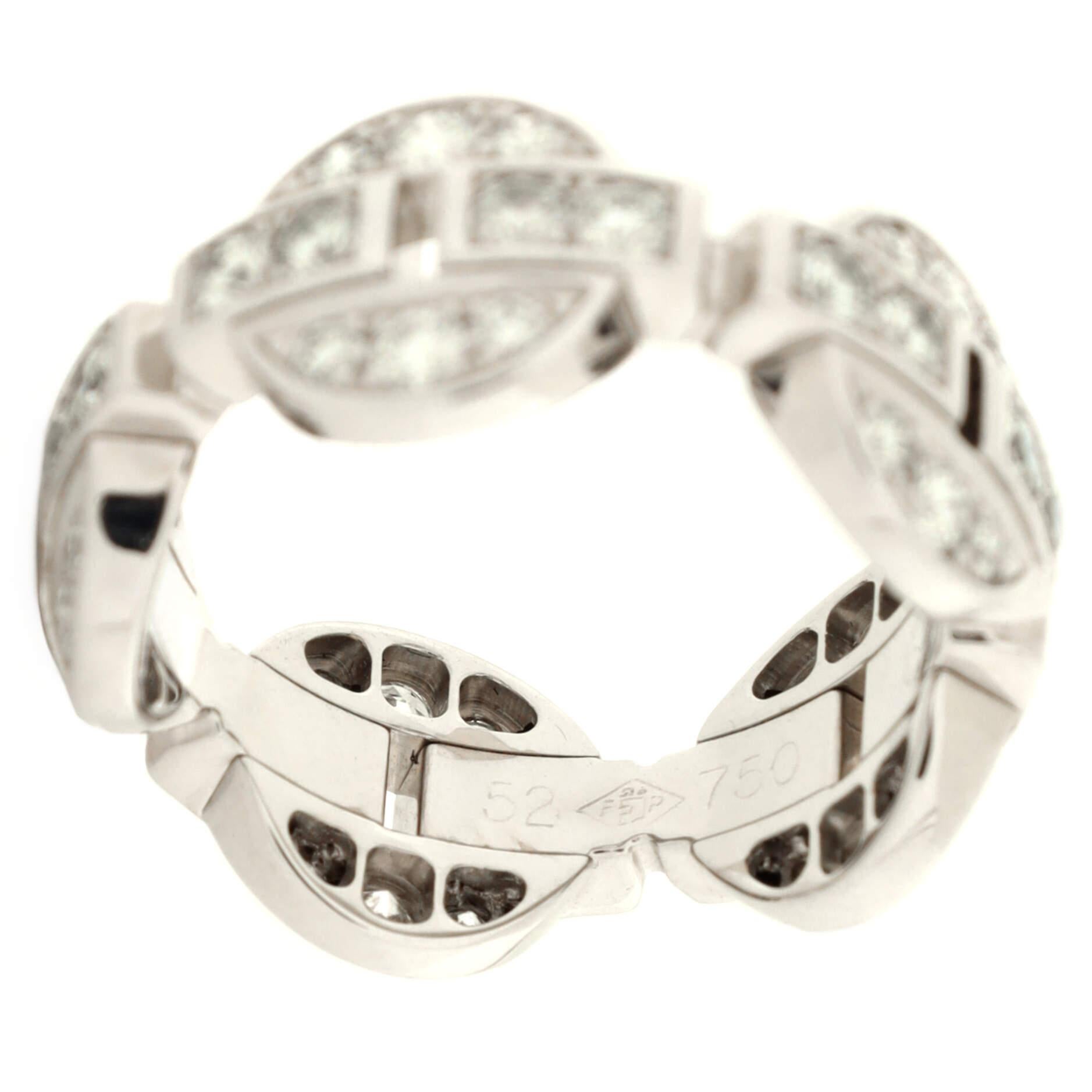 Women's or Men's Cartier Himalia Ring 18K White Gold with Full Pave Diamonds