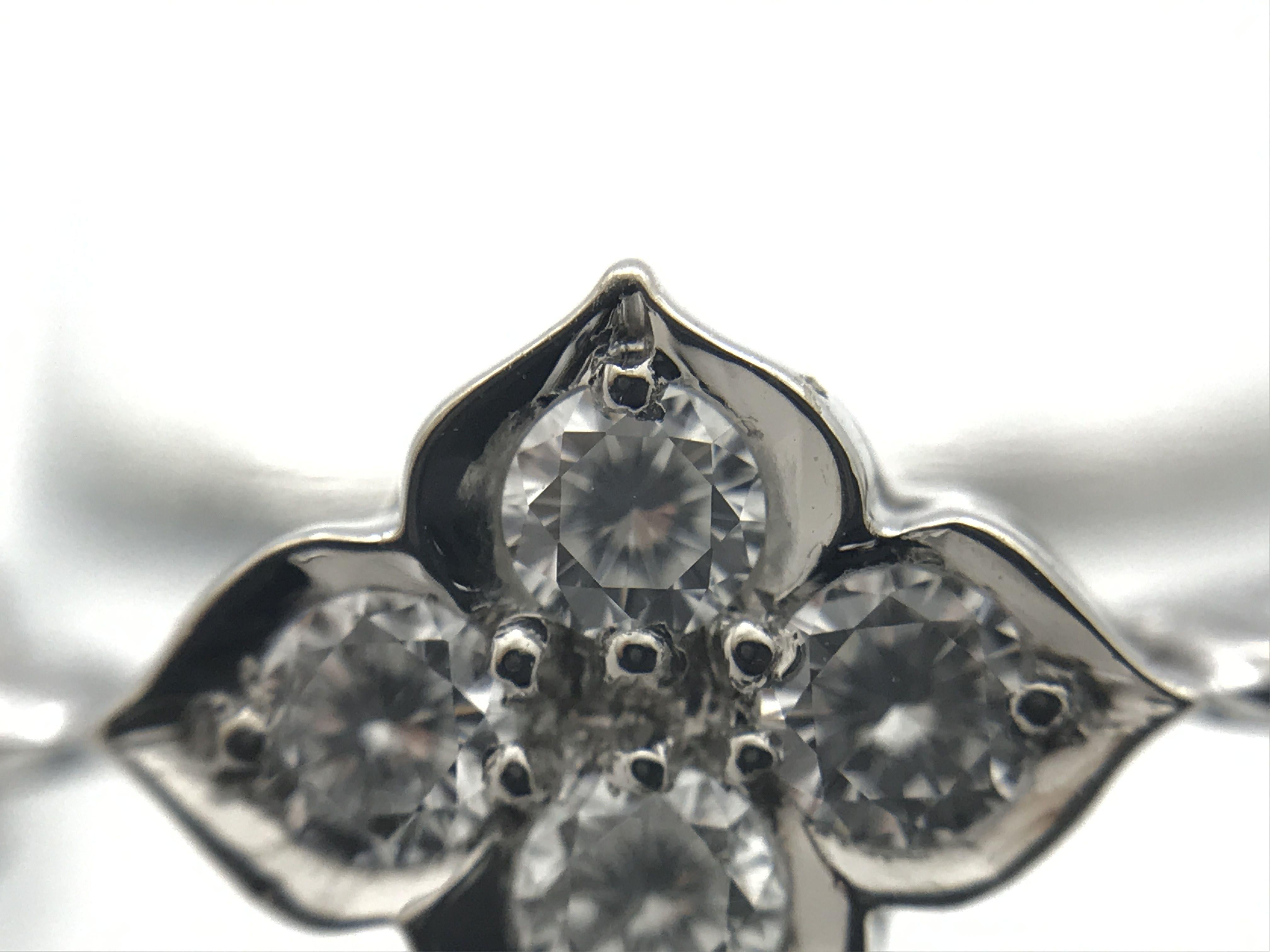 Cartier Hindu 18k White Gold & Diamond Floral Ring Size 48 