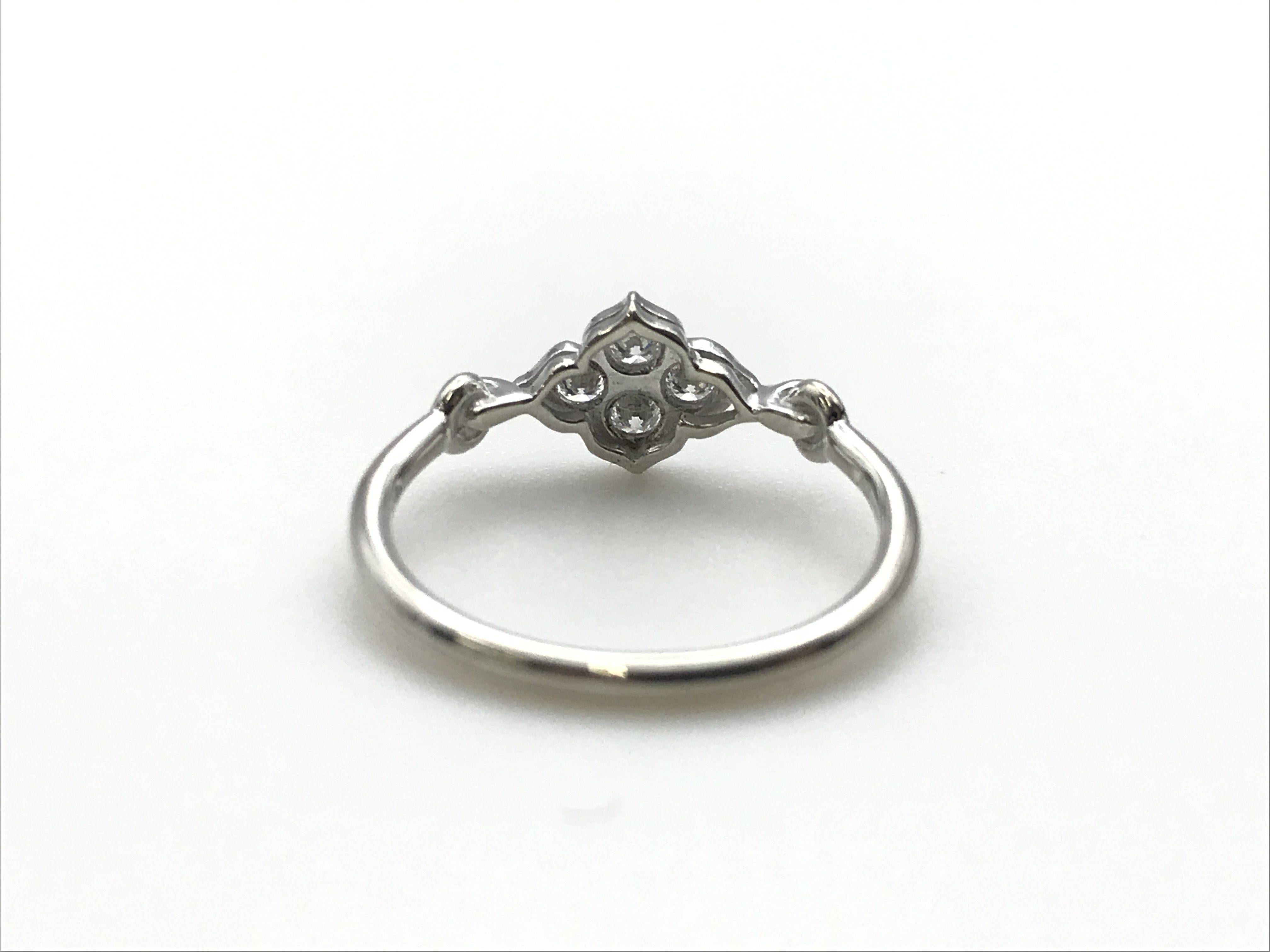 Modern Cartier Hindu 18k White Gold & Diamond Floral Ring Size 48