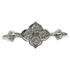 Cartier Hindu 18k White Gold & Diamond Floral Ring Size 48