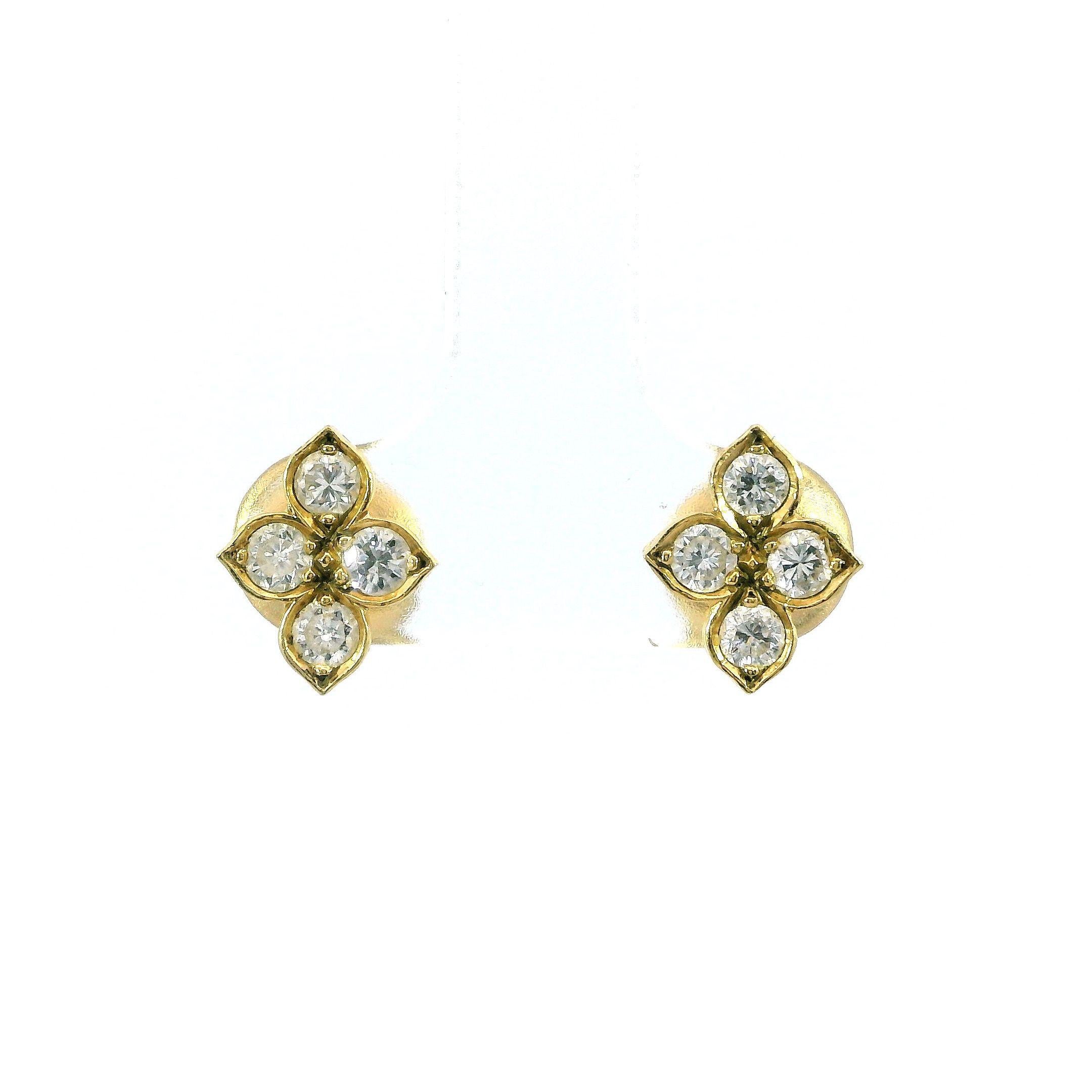 Cartier Hindu Diamant-Ohrstecker aus 18 Karat Gelbgold mit Diamanten für Damen oder Herren im Angebot