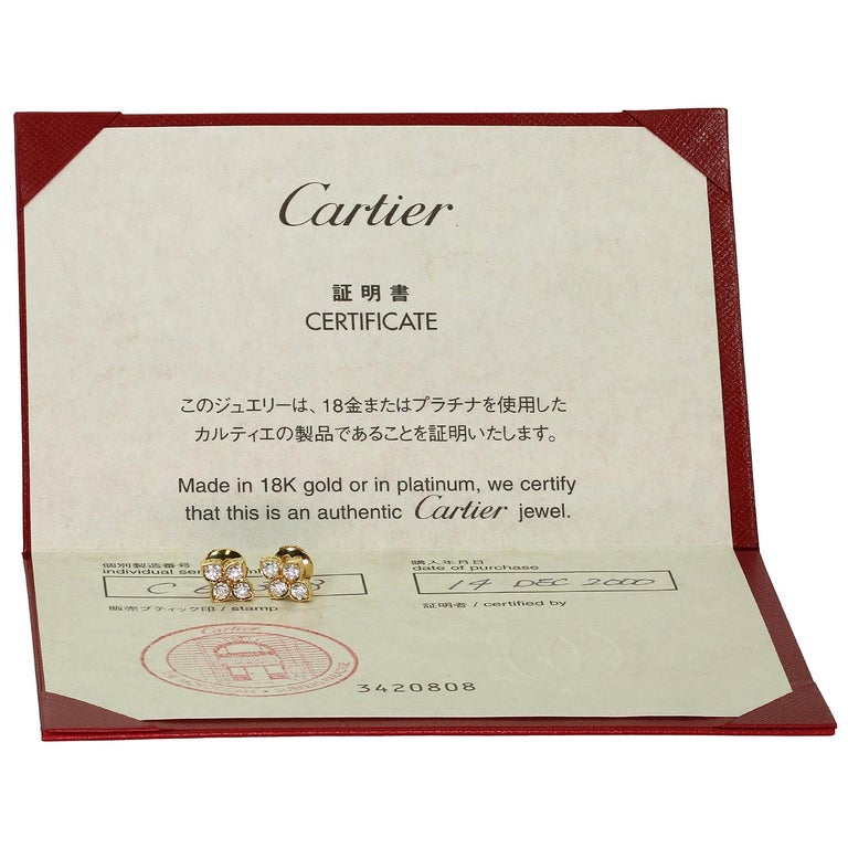 Cartier Hindu Diamond 18k Yellow Gold Stud Earrings Papers In Excellent Condition For Sale In New York, NY