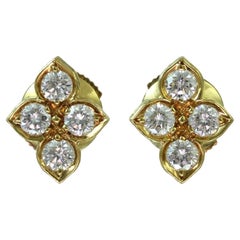 Cartier Hindu Diamond 18k Yellow Gold Stud Earrings Papers