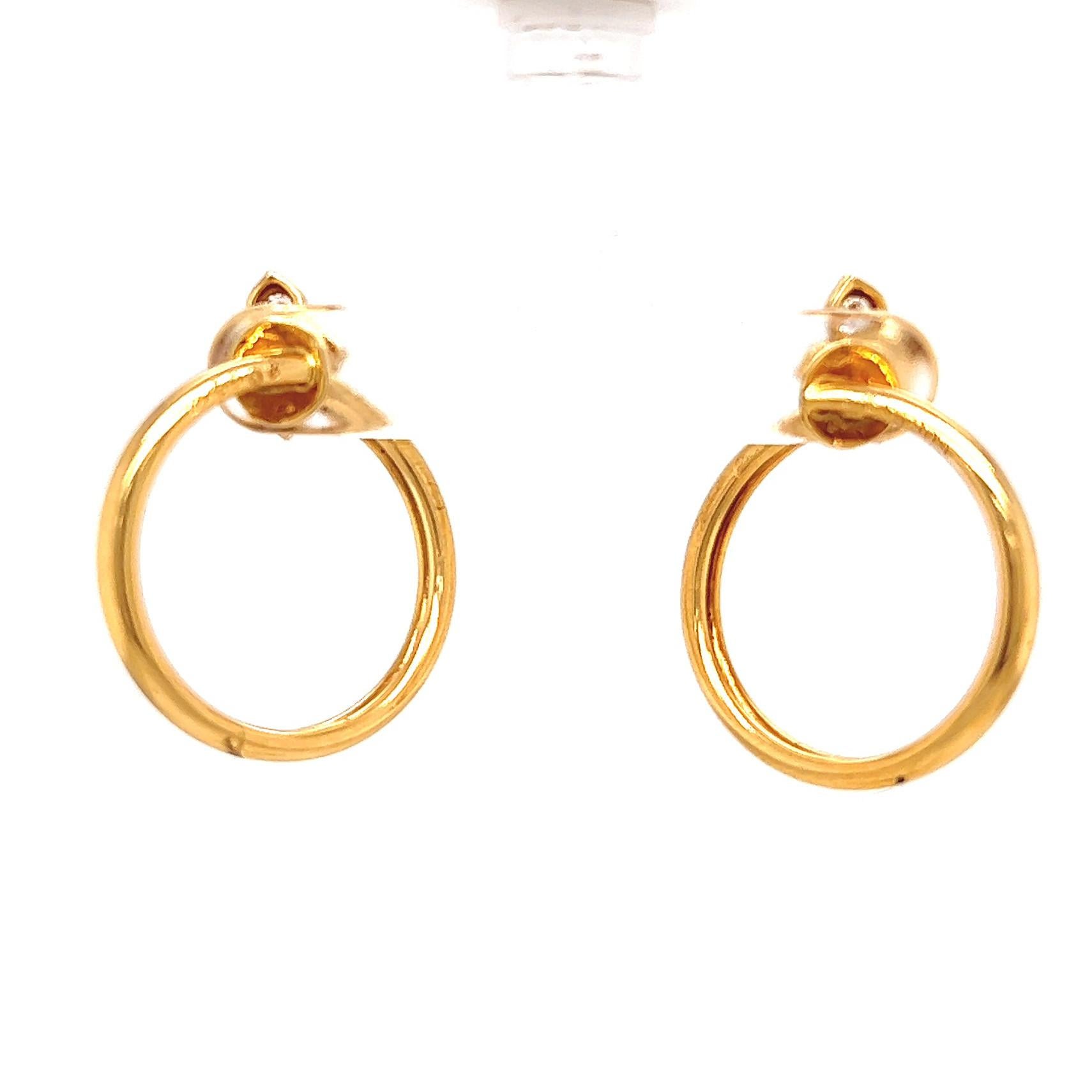 Cartier Hindu Diamond Hoop 18 Karat Yellow Gold Clip on Earrings In Excellent Condition In Beverly Hills, CA