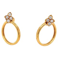 Cartier Hindu Diamond Hoop 18 Karat Yellow Gold Clip on Earrings