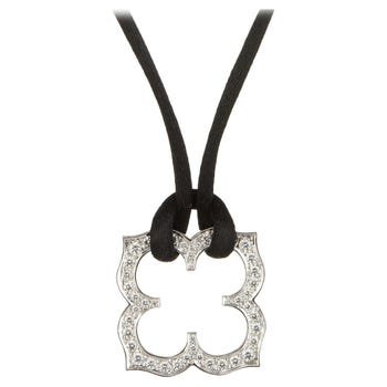 Cartier Hindu Diamond Necklace on Black Silk Cord, Mid-20th Century