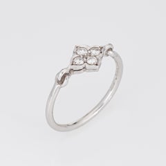 Cartier Hindu Diamond Ring EU 51 US 5 3/4 Estate 18k White Gold Flower Band