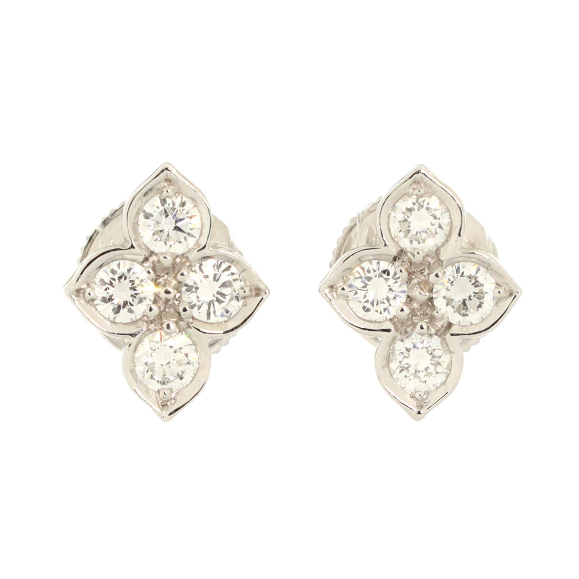 Condition: Very good. Minor wear throughout.
Accessories: No Accessories
Measurements: Height/Length: 8.75 mm, Width: 10.95 mm
Designer: Cartier
Model: Hindu Floral Stud Earrings 18K White Gold and Diamonds
Exterior Color: White Gold
Item Number: