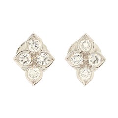 Cartier Hindu Floral Stud Earrings 18K White Gold and Diamonds