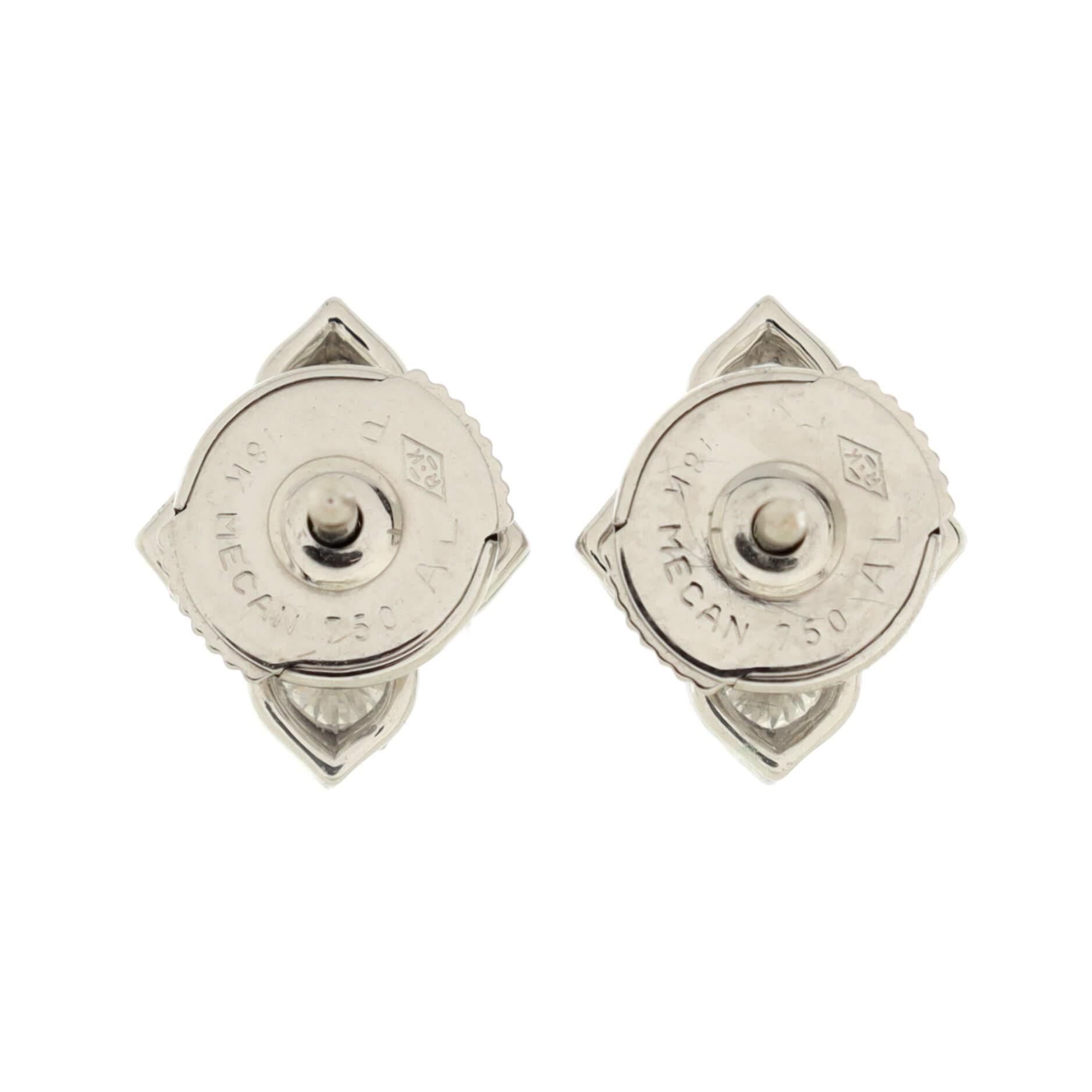 Cartier Hindu Floral Stud Earrings 18K White Gold and Diamonds In Good Condition In New York, NY