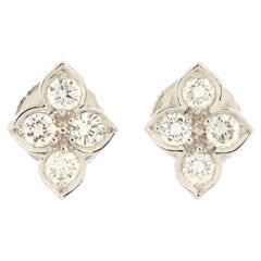 Cartier Hindu Floral Stud Earrings 18K White Gold and Diamonds