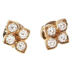 Cartier Hindu Floral Stud Earrings 18K Yellow Gold and Diamonds