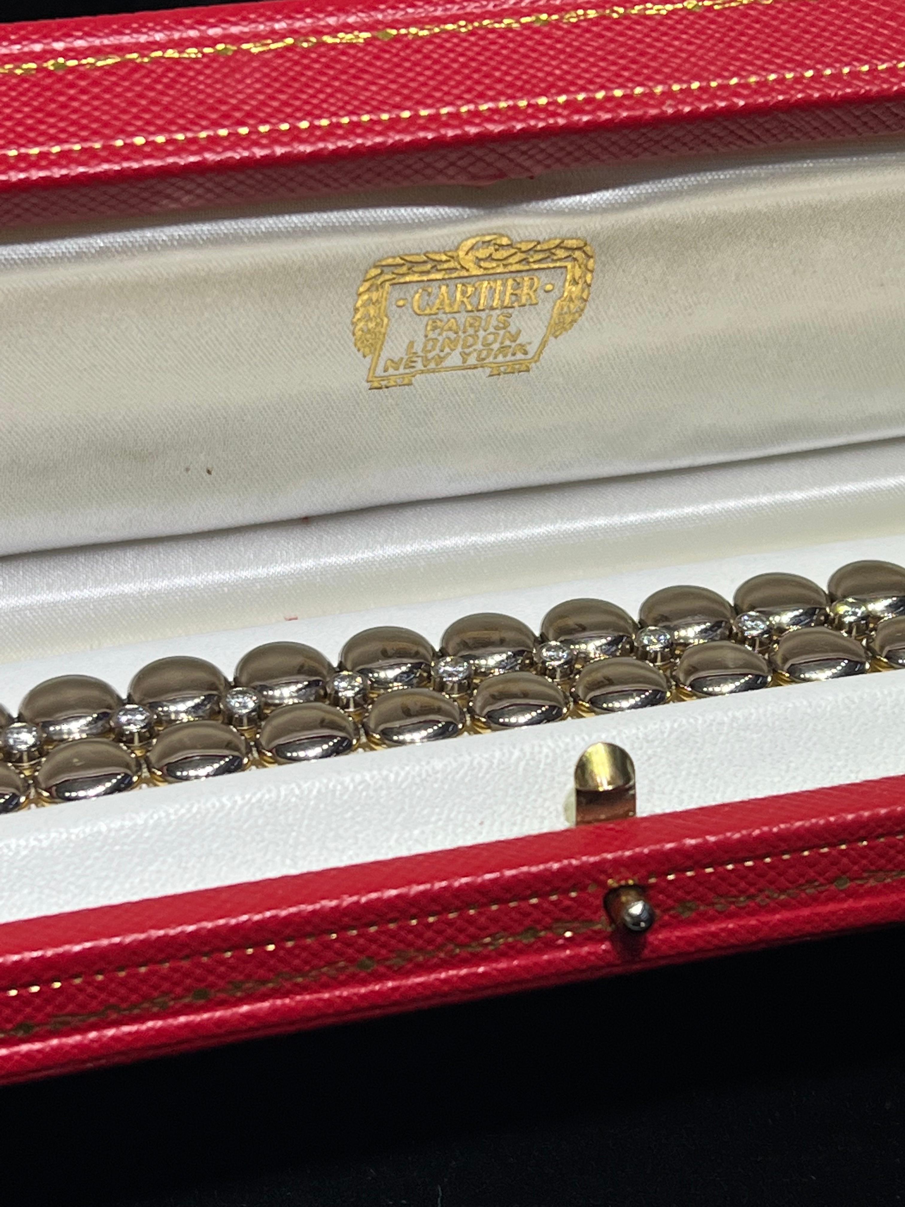 Cartier Honey Moon 18k Yellow & White Gold Reversible Diamond Bracelet In Excellent Condition For Sale In MIAMI, FL