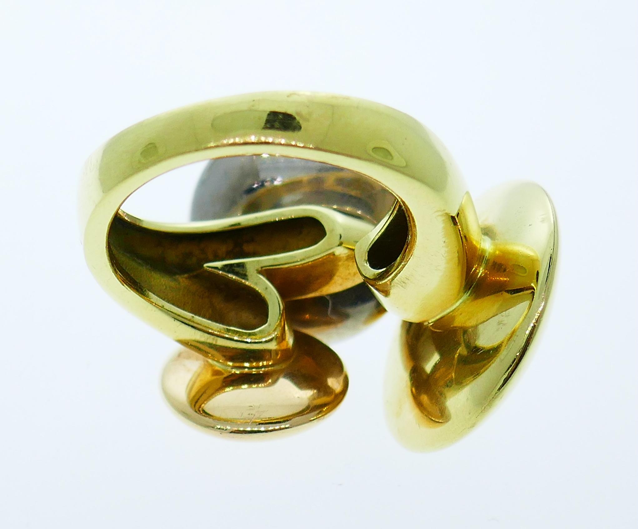 Modernist Cartier Honeymoon Collection Tri-Color Gold Ring