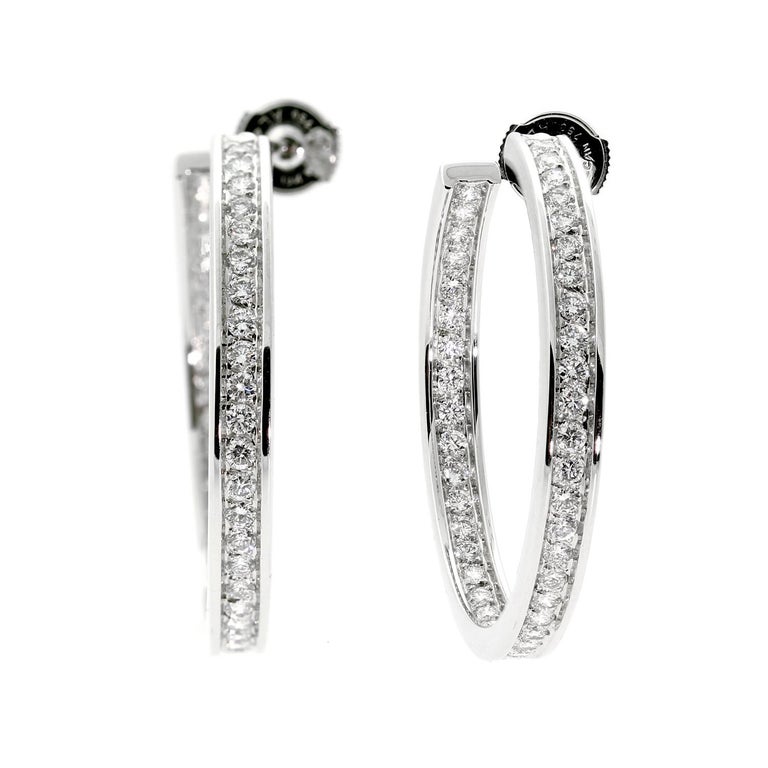 Cartier Hoop Diamond White Gold Earrings at 1stDibs | cartier diamond ...