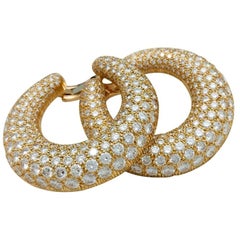 Cartier Hoop Earrings, Yellow Gold Set with Diamonds