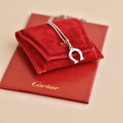 Cartier Horseshoe 5 Diamond 18K White Gold Pendant Necklace