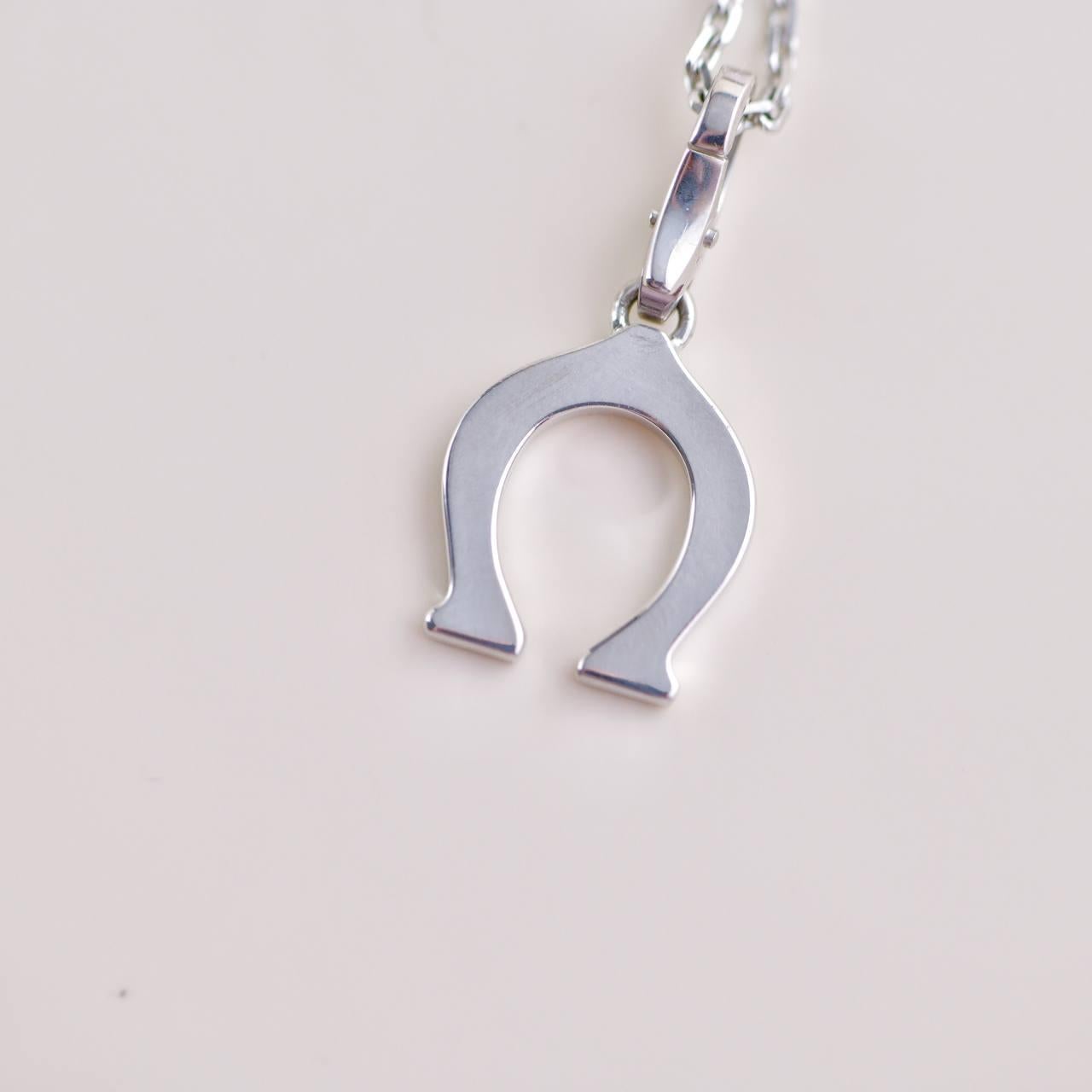 Cartier Horseshoe 5 Diamond 18K White Gold Pendant Necklace 2