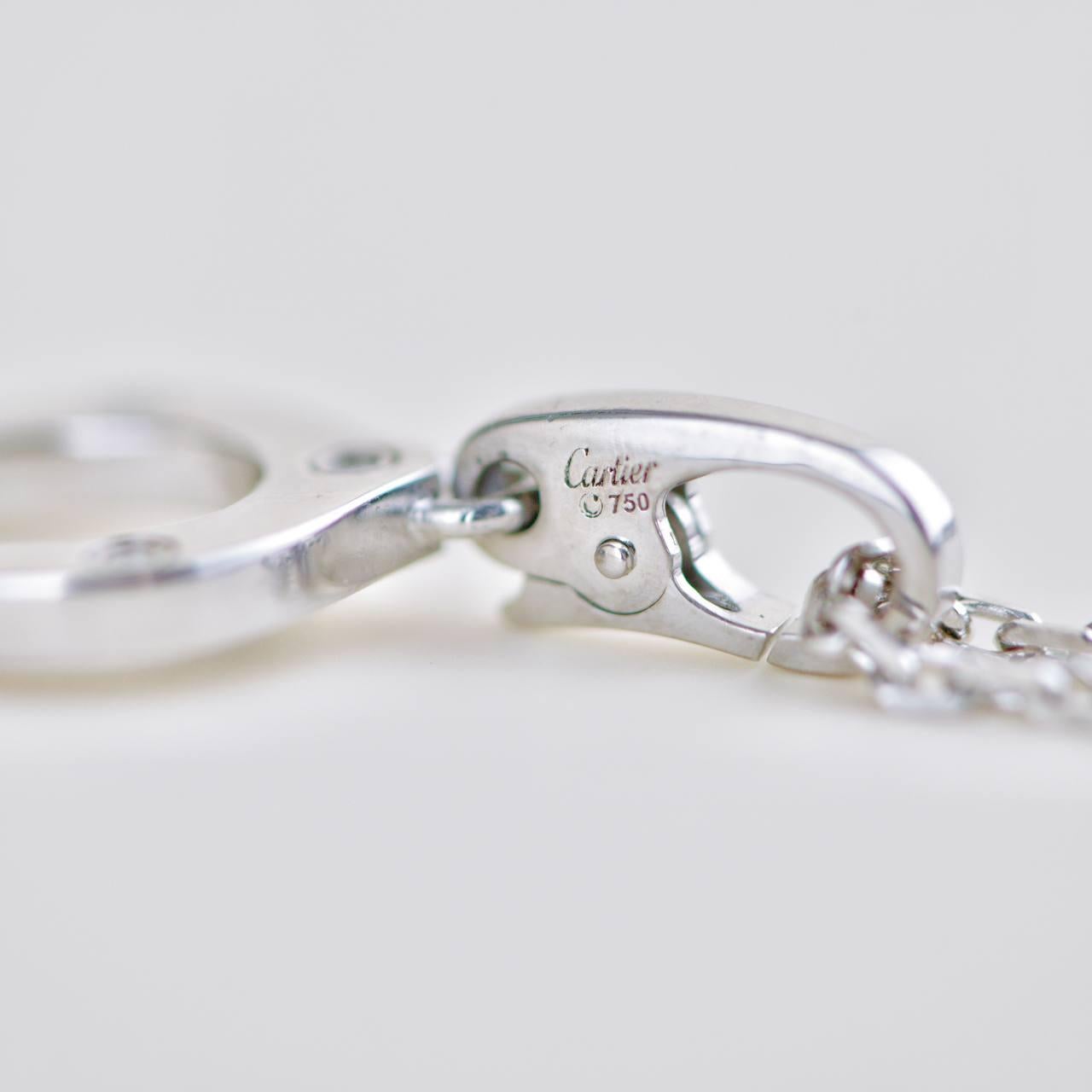 Cartier Horseshoe 5 Diamond 18K White Gold Pendant Necklace 3