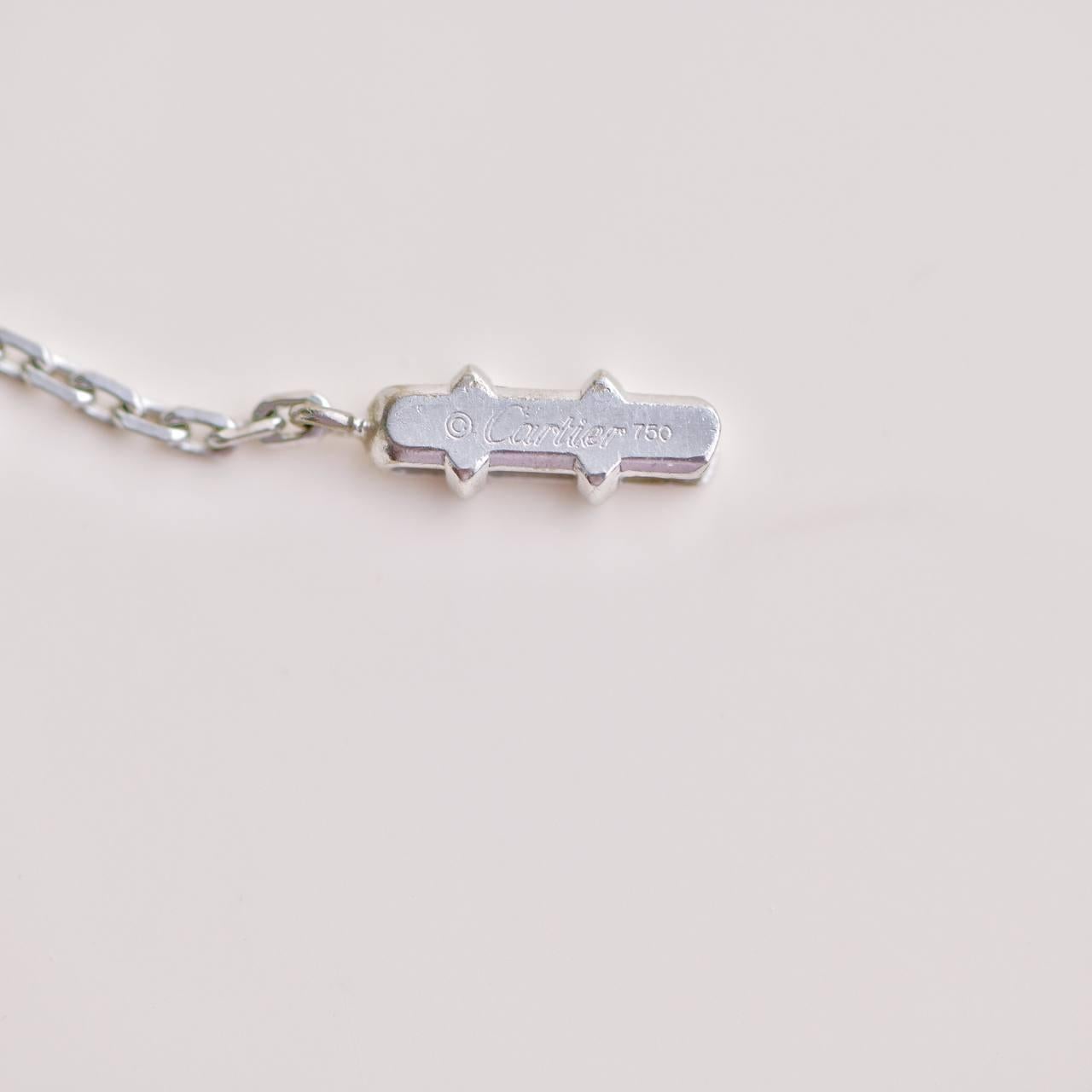 Cartier Horseshoe 5 Diamond 18K White Gold Pendant Necklace 4