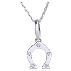 Cartier Horseshoe 5 Diamond 18K White Gold Pendant Necklace