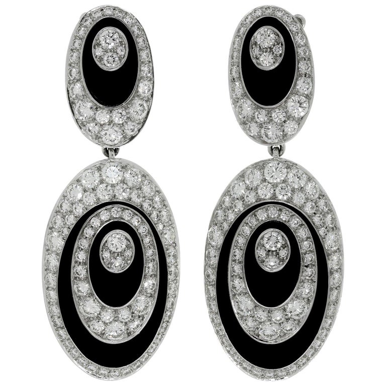 Cartier Hypnose Diamond Black Ceramic White Gold Drop Earrings For Sale ...