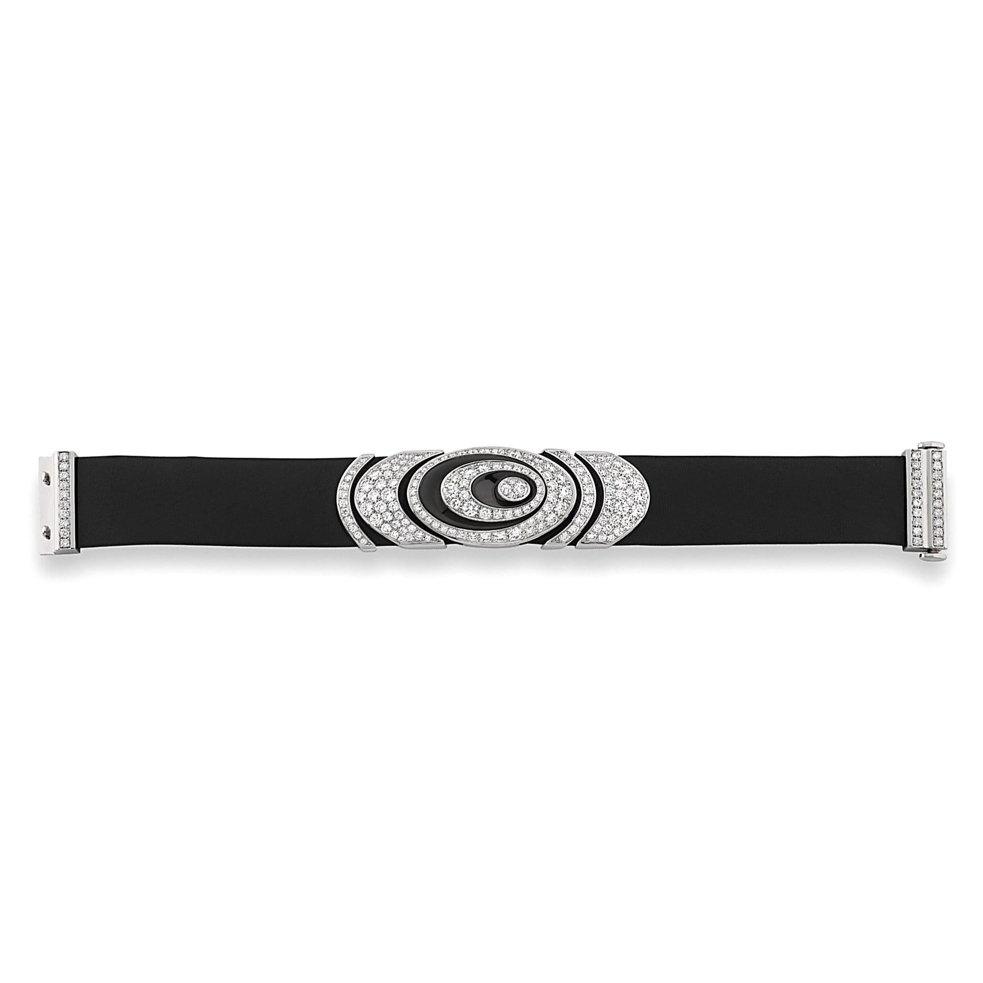 Cartier Hypnose Diamant-Emaille 18k Weißgold-Armband (Rundschliff) im Angebot
