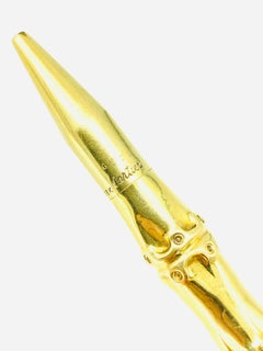 Cartier Iconic Bamboo Design Blue Ink Pen 18k Solid Gold