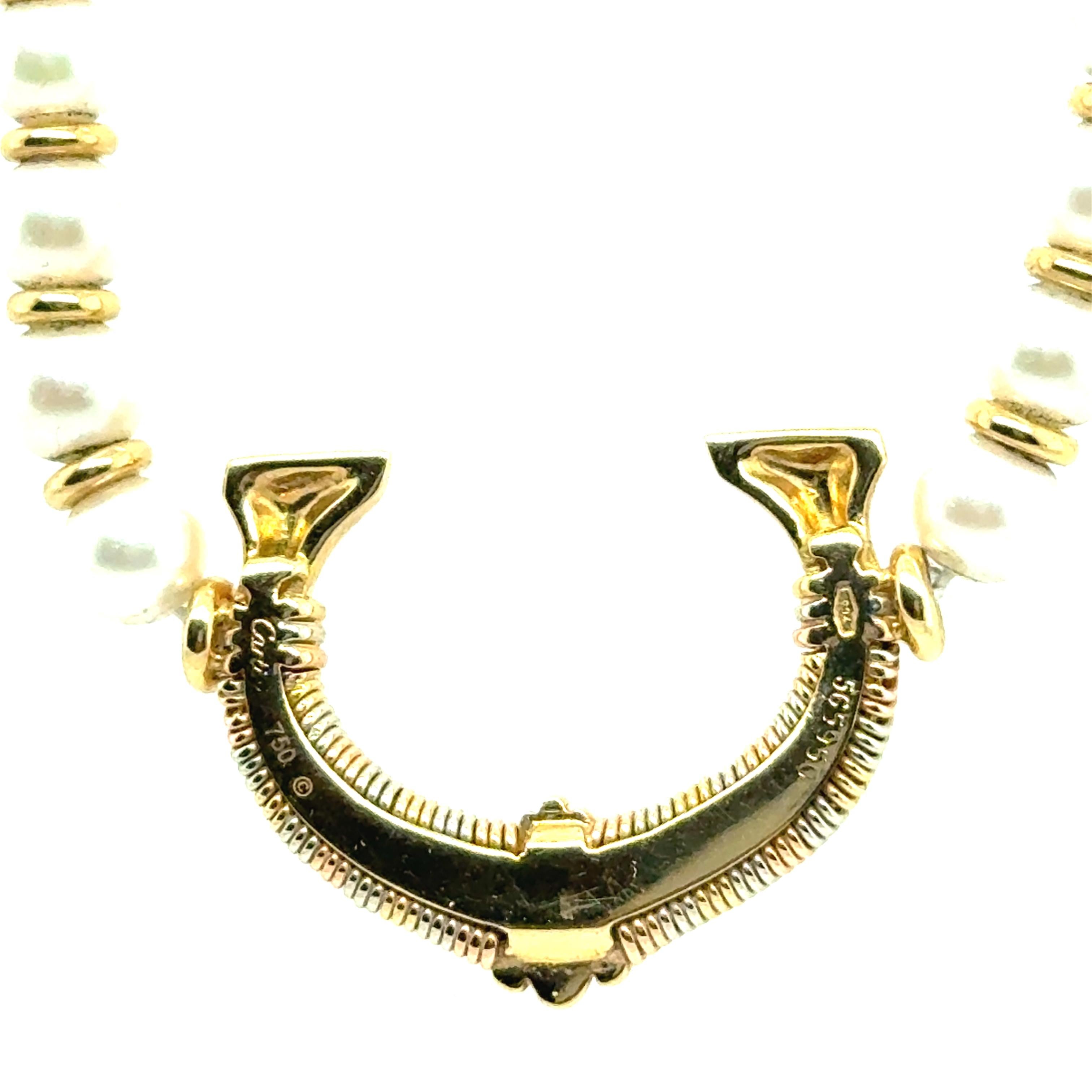 Cartier Iconic Horseshoe Necklace with Pearls in 18K Yellow Gold For Sale 4