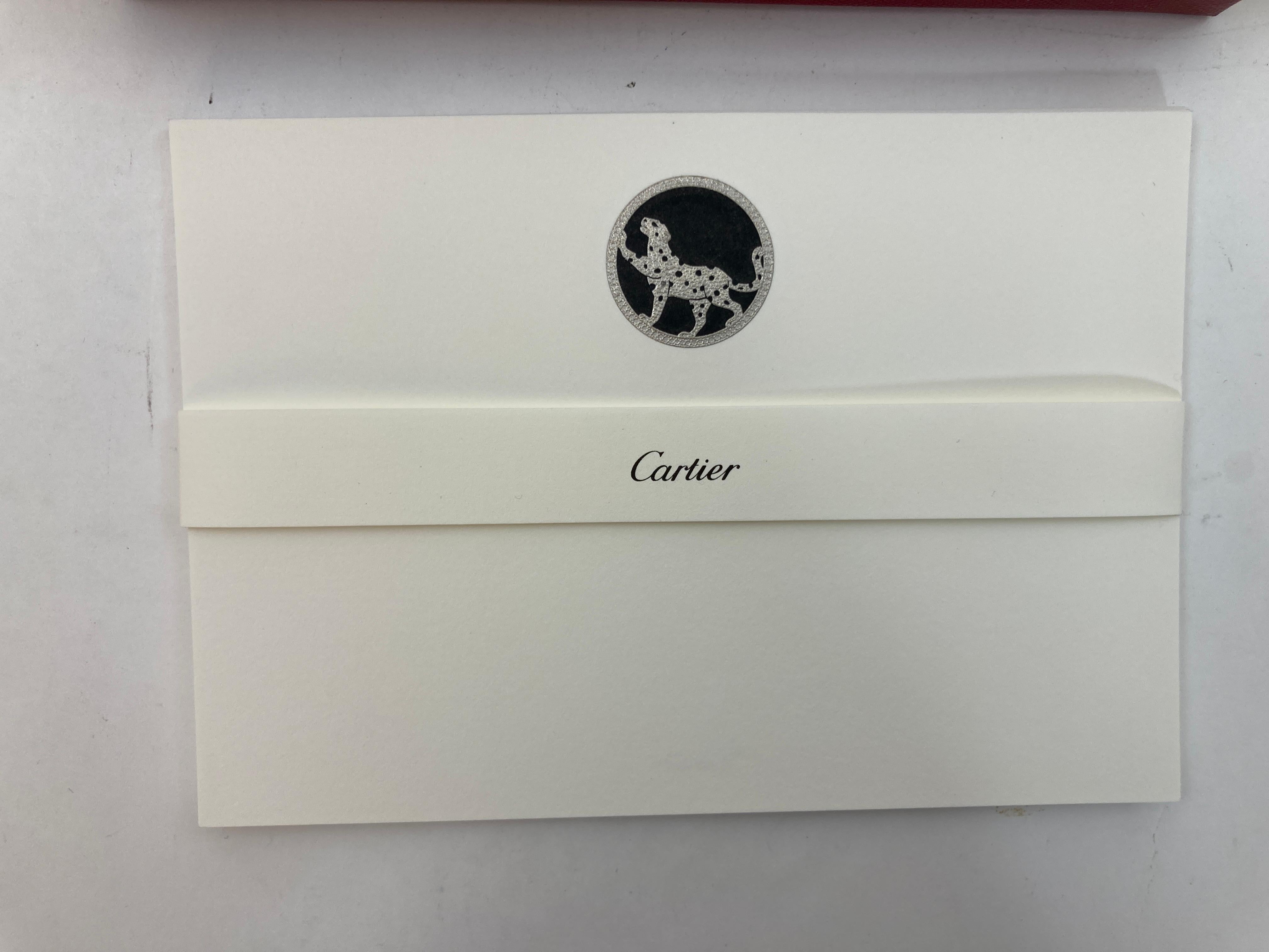 Femenino o masculino Juego de tarjeta y sobre con diseño de pantera icónica de Cartier Papelería de escritorio de lujo en venta