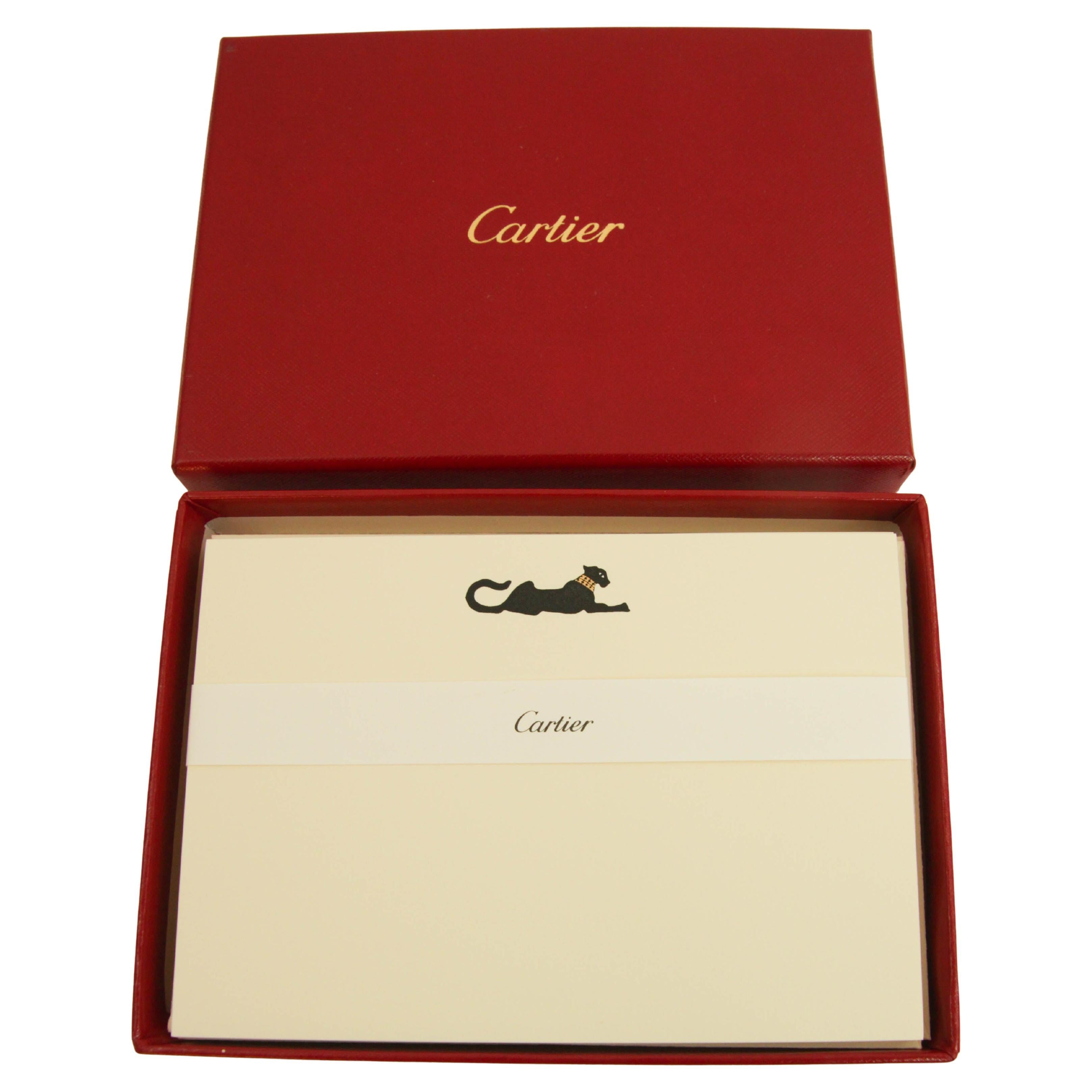 Juego de tarjeta y sobre con diseño de pantera icónica de Cartier Papelería de escritorio de lujo en venta