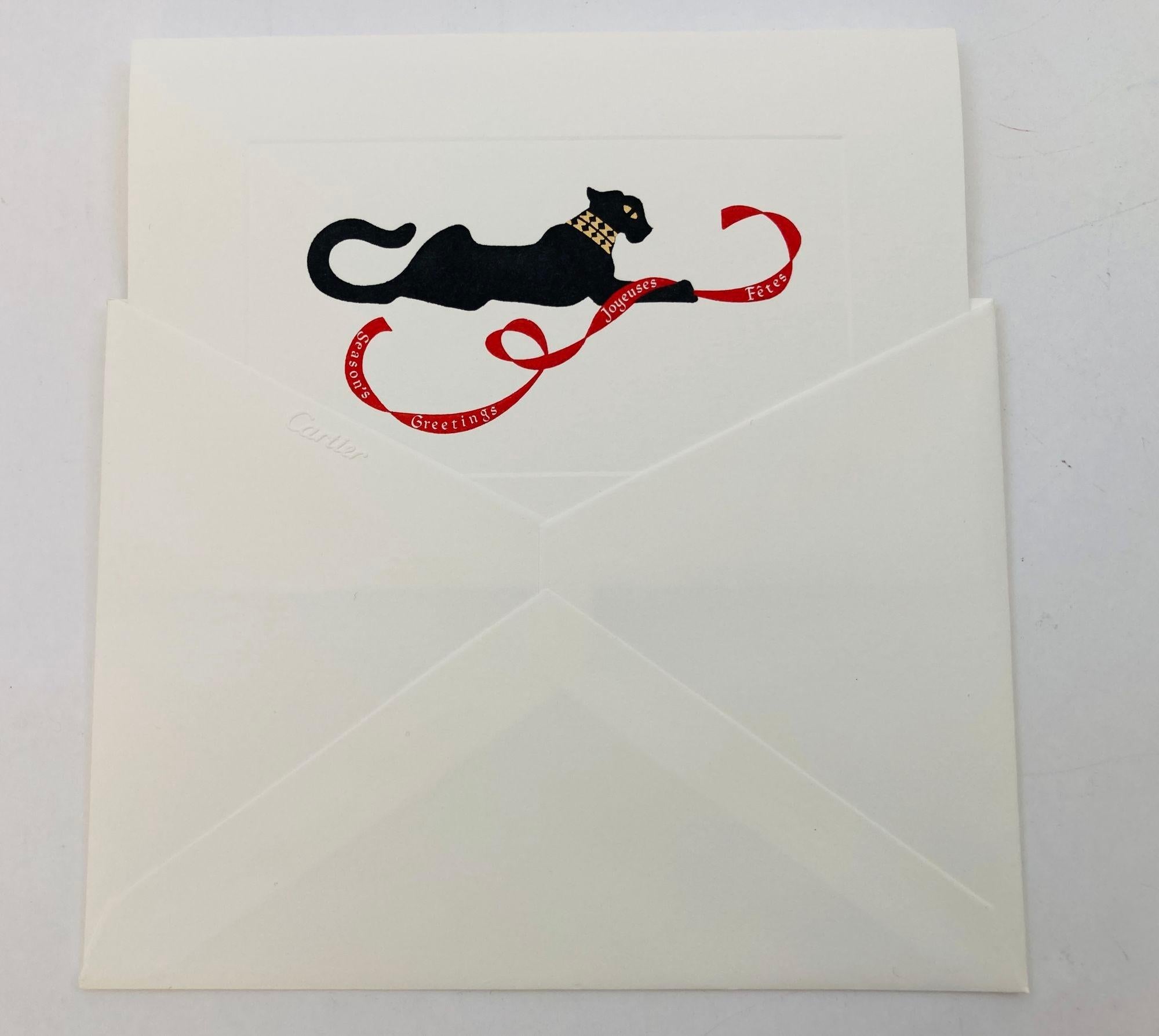 Cartier Iconic Panther Design Card and Envelope Set Luxury Season's Greetings (Cartes de vœux de luxe) en vente 2