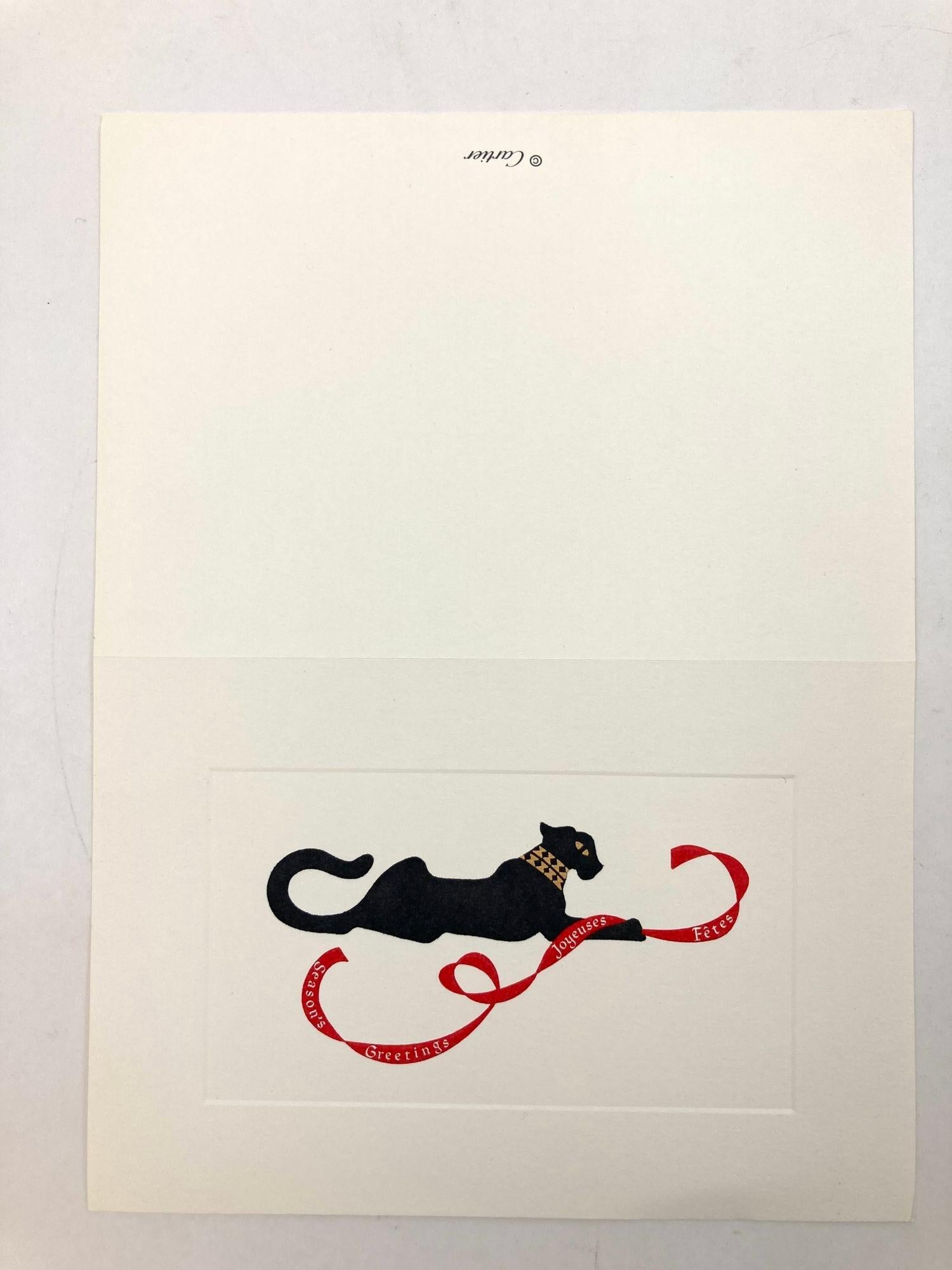 Français Cartier Iconic Panther Design Card and Envelope Set Luxury Season's Greetings (Cartes de vœux de luxe) en vente