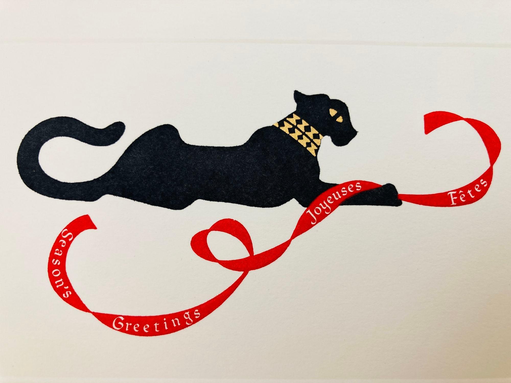 Fait main Cartier Iconic Panther Design Card and Envelope Set Luxury Season's Greetings (Cartes de vœux de luxe) en vente