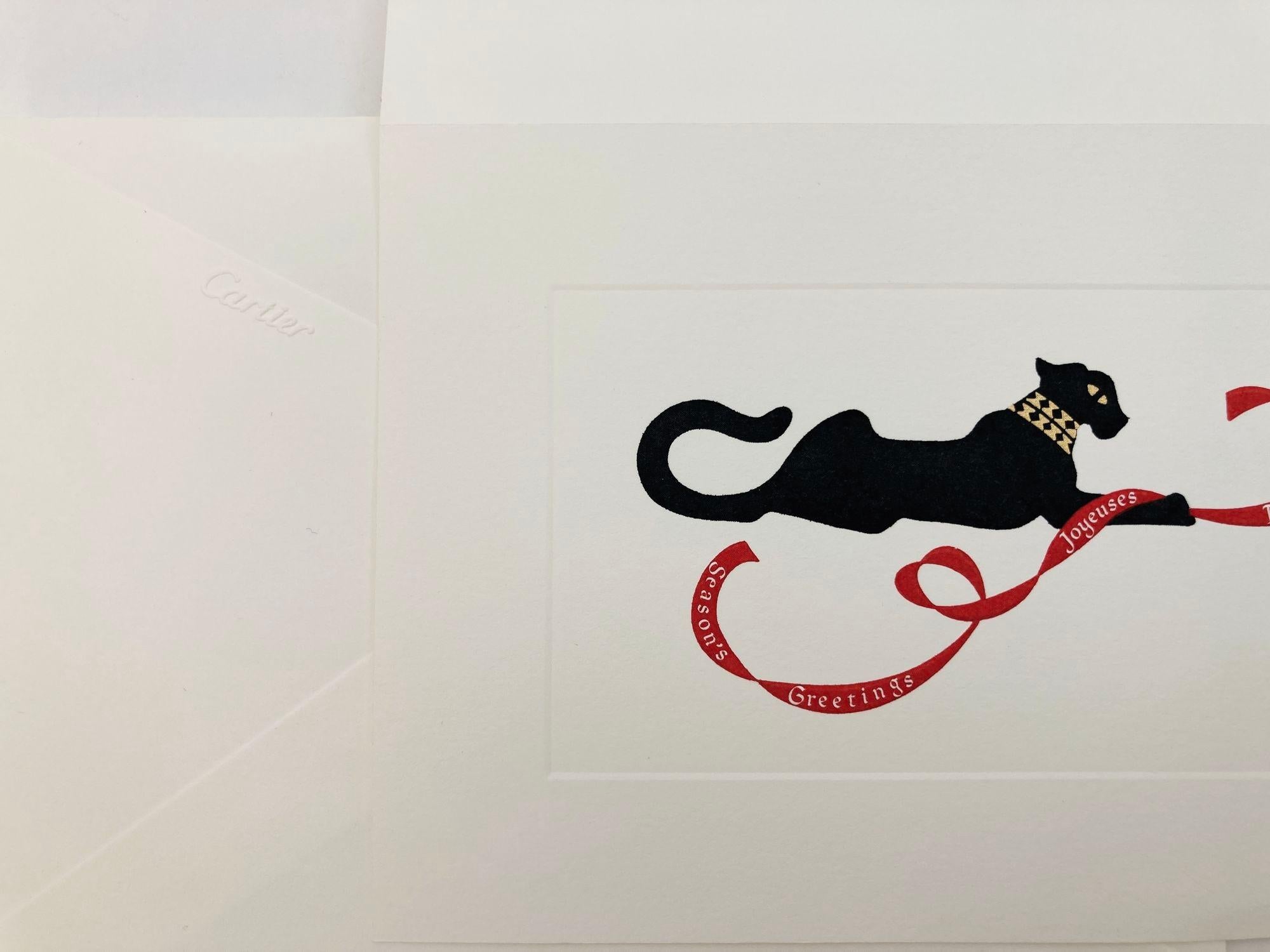 Papier Cartier Iconic Panther Design Card and Envelope Set Luxury Season's Greetings (Cartes de vœux de luxe) en vente