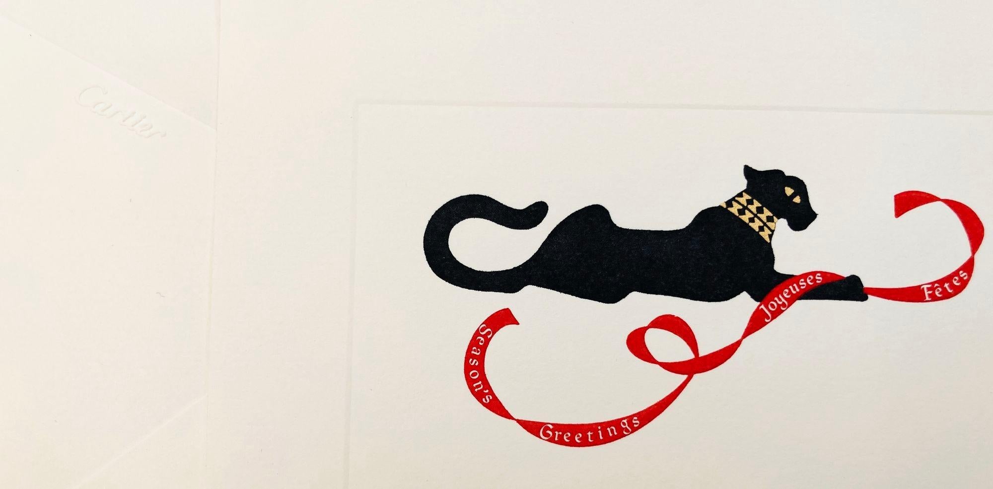Cartier Iconic Panther Design Card and Envelope Set Luxury Season's Greetings (Cartes de vœux de luxe) en vente 1