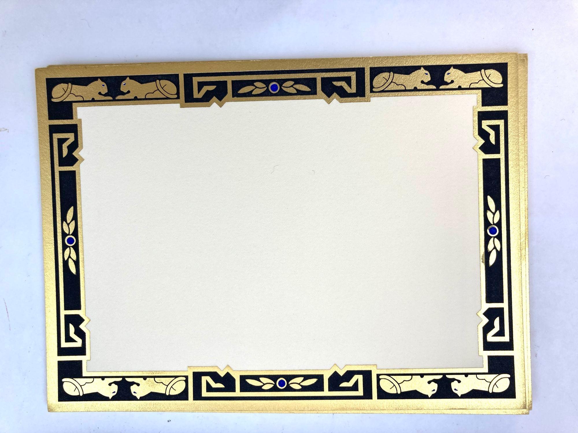 Français Cartier Iconic Panther Design Set de cartes et d'enveloppes Papeterie de luxe en vente
