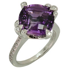 CARTIER Inde Mysterieuse Amethyst Diamond 18k White Gold Ring 52