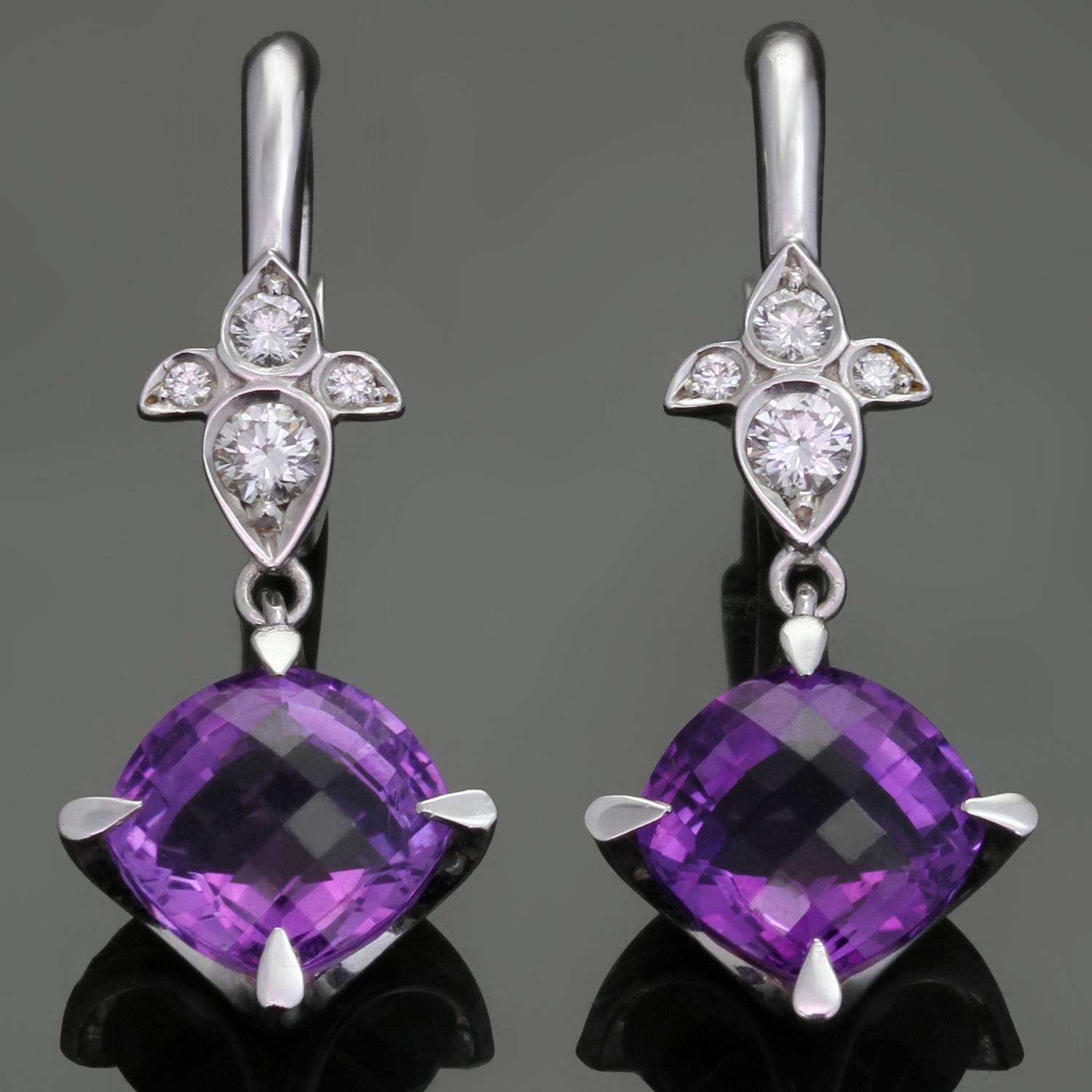 Brilliant Cut CARTIER Inde Mysterieuse Amethyst Diamond White Gold Earrings  For Sale