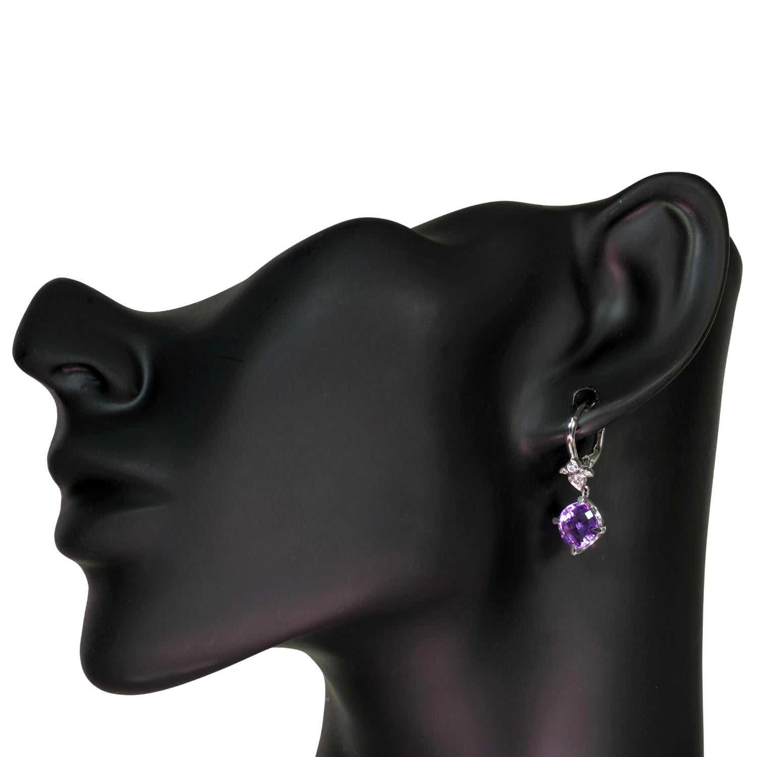 CARTIER Inde Mysterieuse Amethyst Diamond White Gold Earrings  In Excellent Condition For Sale In New York, NY