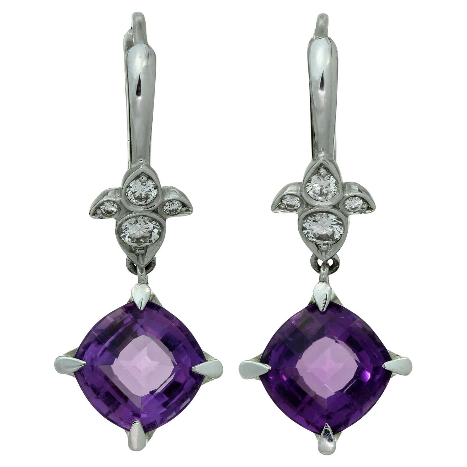 CARTIER Inde Mysterieuse Amethyst Diamond White Gold Earrings  For Sale