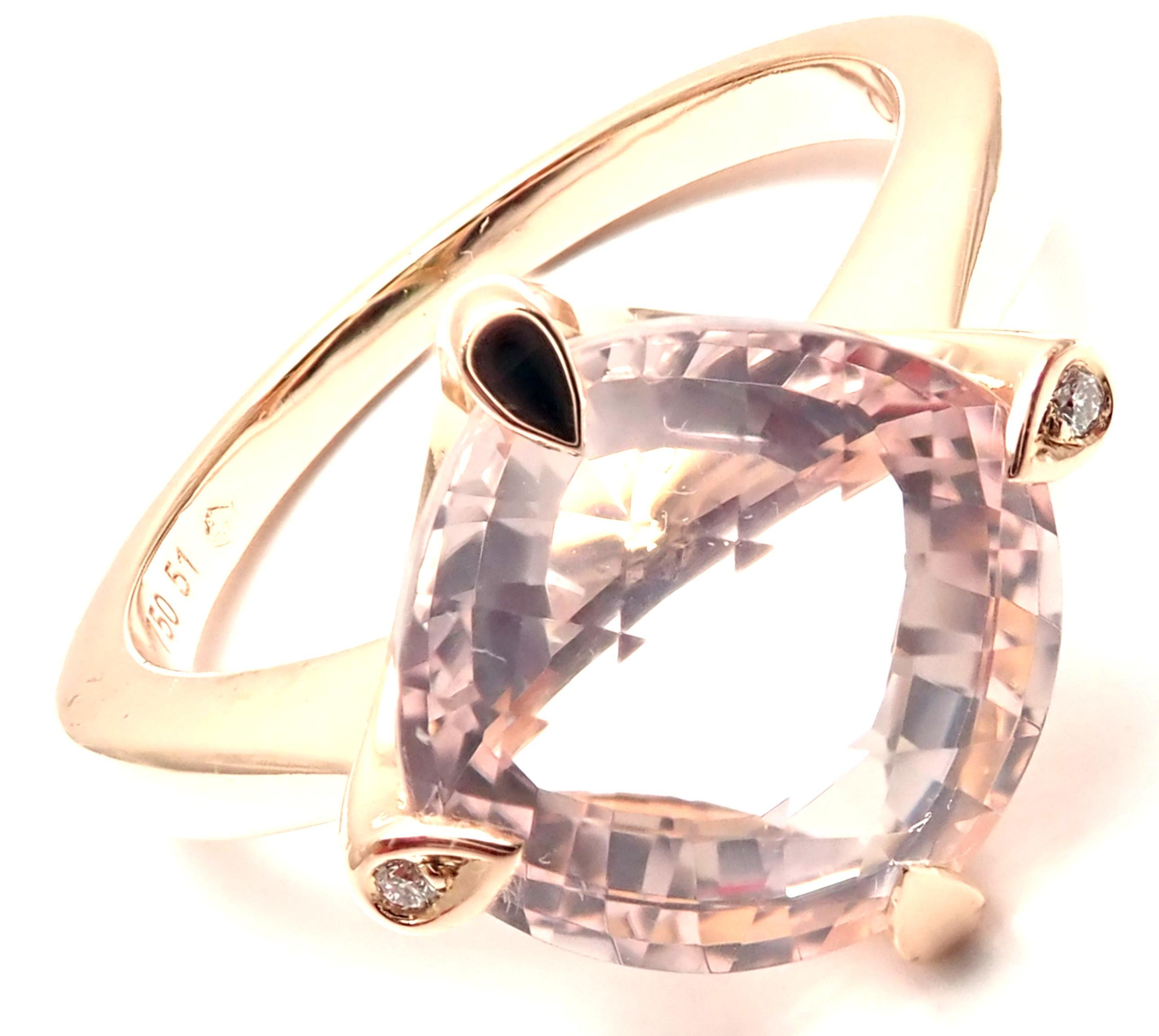 18k Rose Gold Diamond & Pink Quartz 