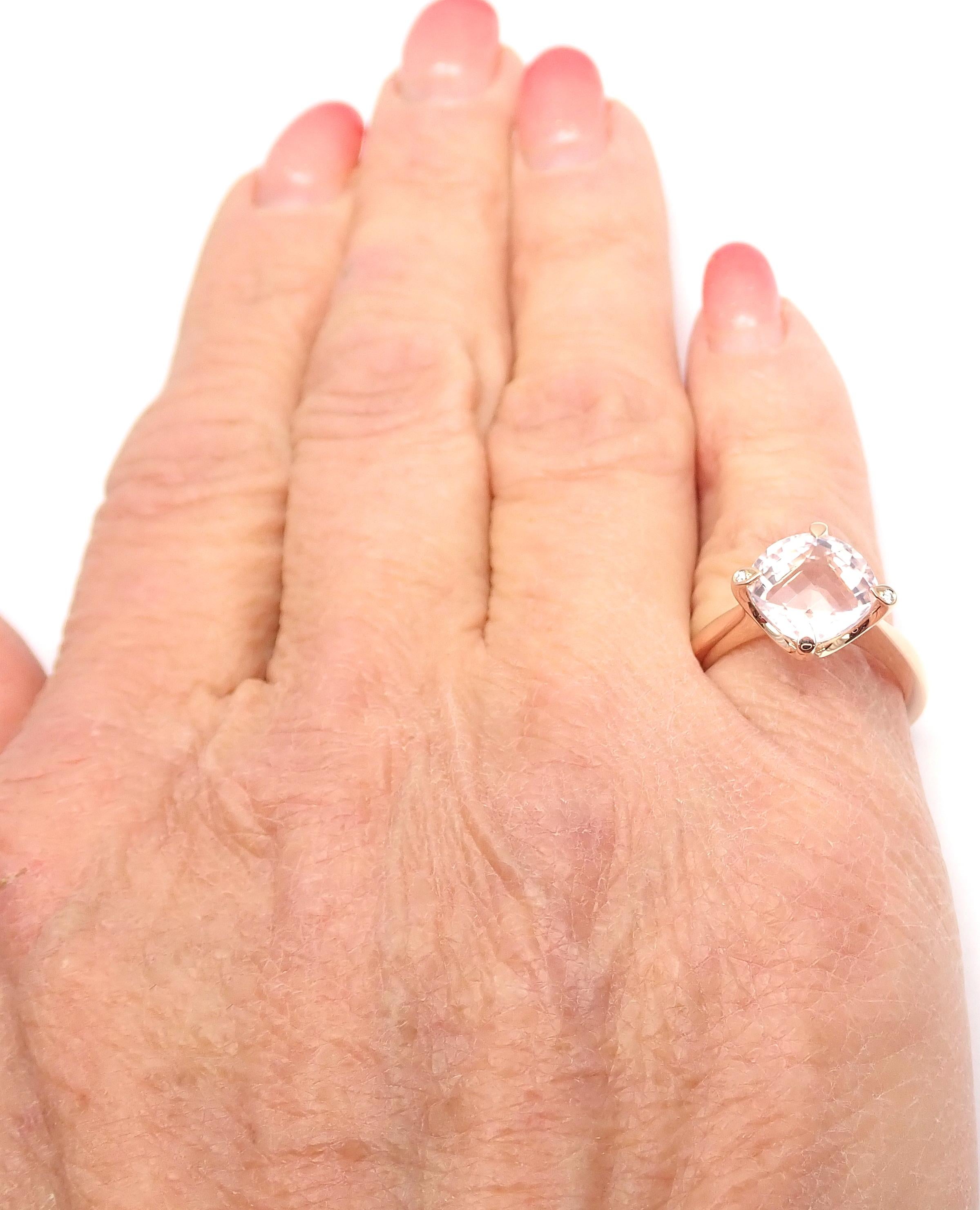 Women's or Men's Cartier Inde Mysterieuse Pink Quartz Diamond Rose Gold Ring