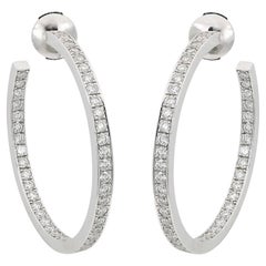 Cartier Inside Out Diamond Hoop Earrings 18K White Gold 1.50Ctw
