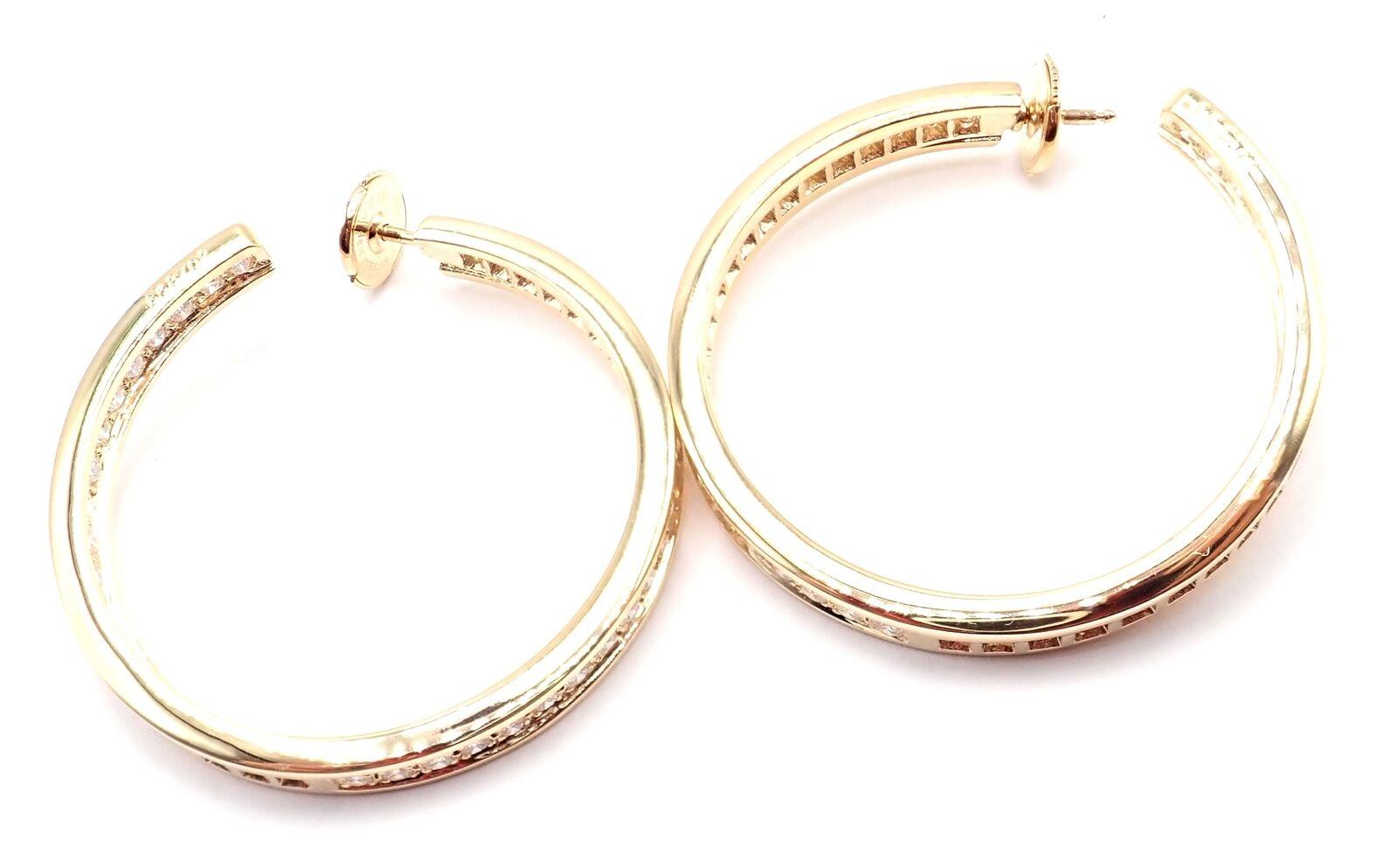 Cartier Inside Out Diamond Large Hoop Yellow Gold Earrings For Sale 5