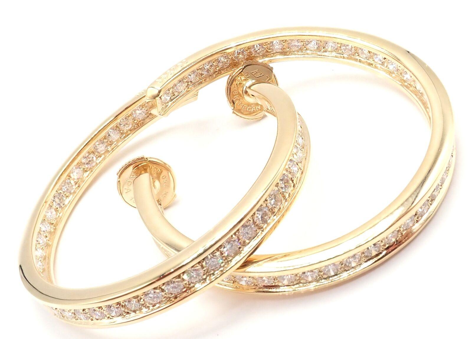 Cartier Inside Out Diamond Large Hoop Yellow Gold Earrings For Sale 6