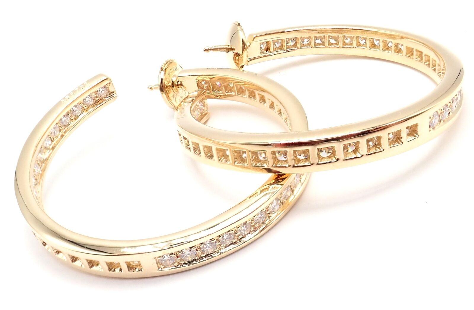 Cartier Inside Out Diamond Large Hoop Yellow Gold Earrings For Sale 2