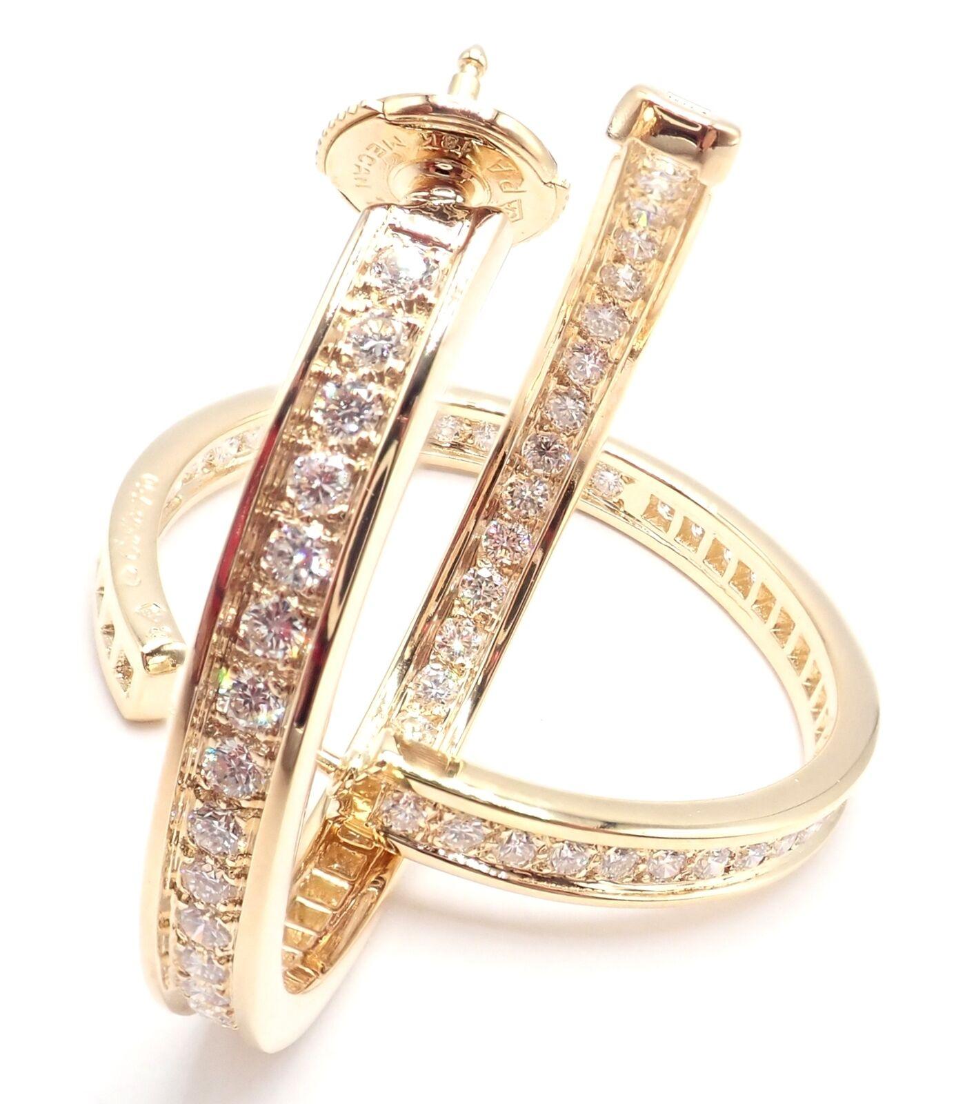 Cartier Inside Out Diamond Large Hoop Yellow Gold Earrings For Sale 3