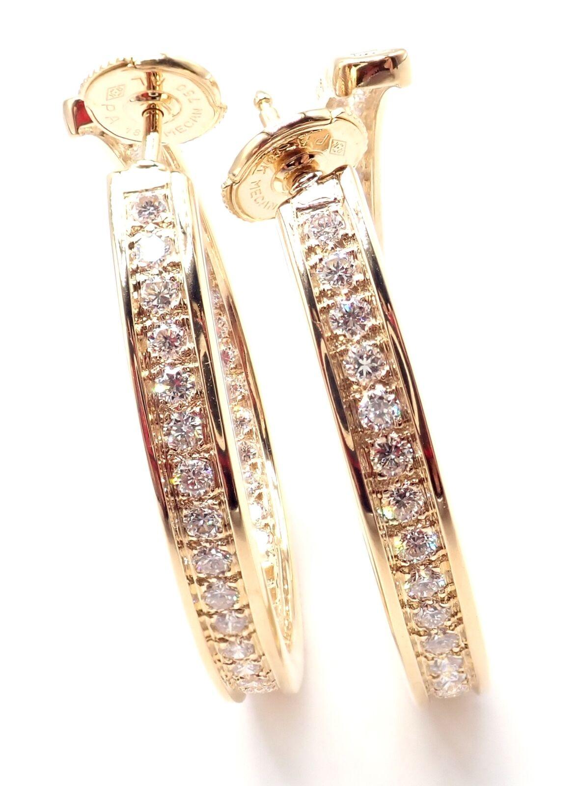 Cartier Inside Out Diamond Large Hoop Yellow Gold Earrings For Sale 4